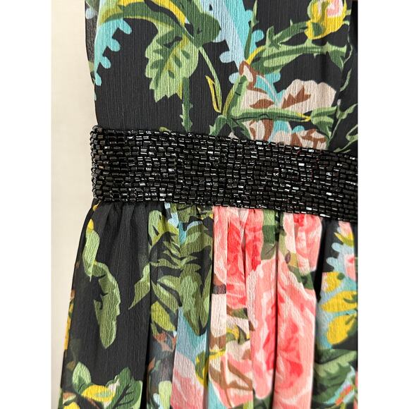 Mac Duggal Multicolor Floral Illusion Cap Sleeve Midi Dress 6 NWT #9149 Chiffon - Picture 10 of 16